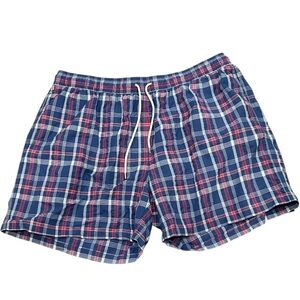 Brooks Brothers Plaid Blue and Red Swim Shorts XXL